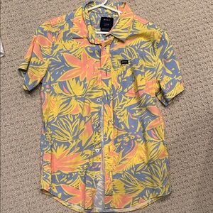 RVCA Kids Floral Button Down Shirt - Yellow and Pink